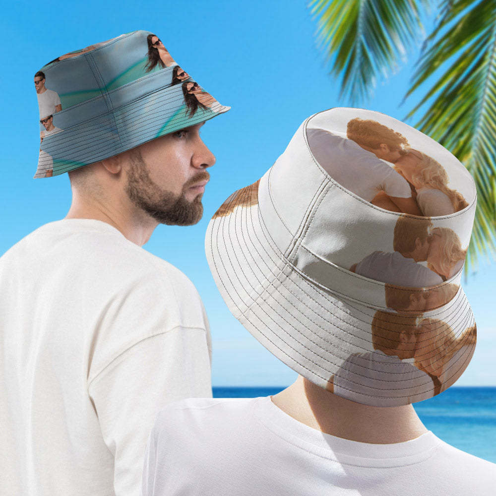 Custom Photo Bucket Hat Double-Side-Wear Reversible Outdoors Beach Fisherman Hat - SantaSocks