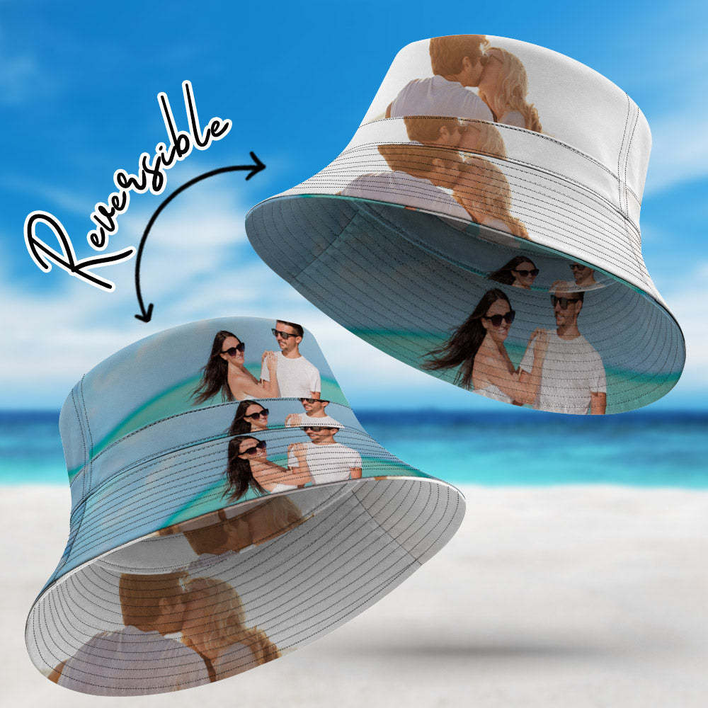 Custom Photo Bucket Hat Double-Side-Wear Reversible Outdoors Beach Fisherman Hat - SantaSocks