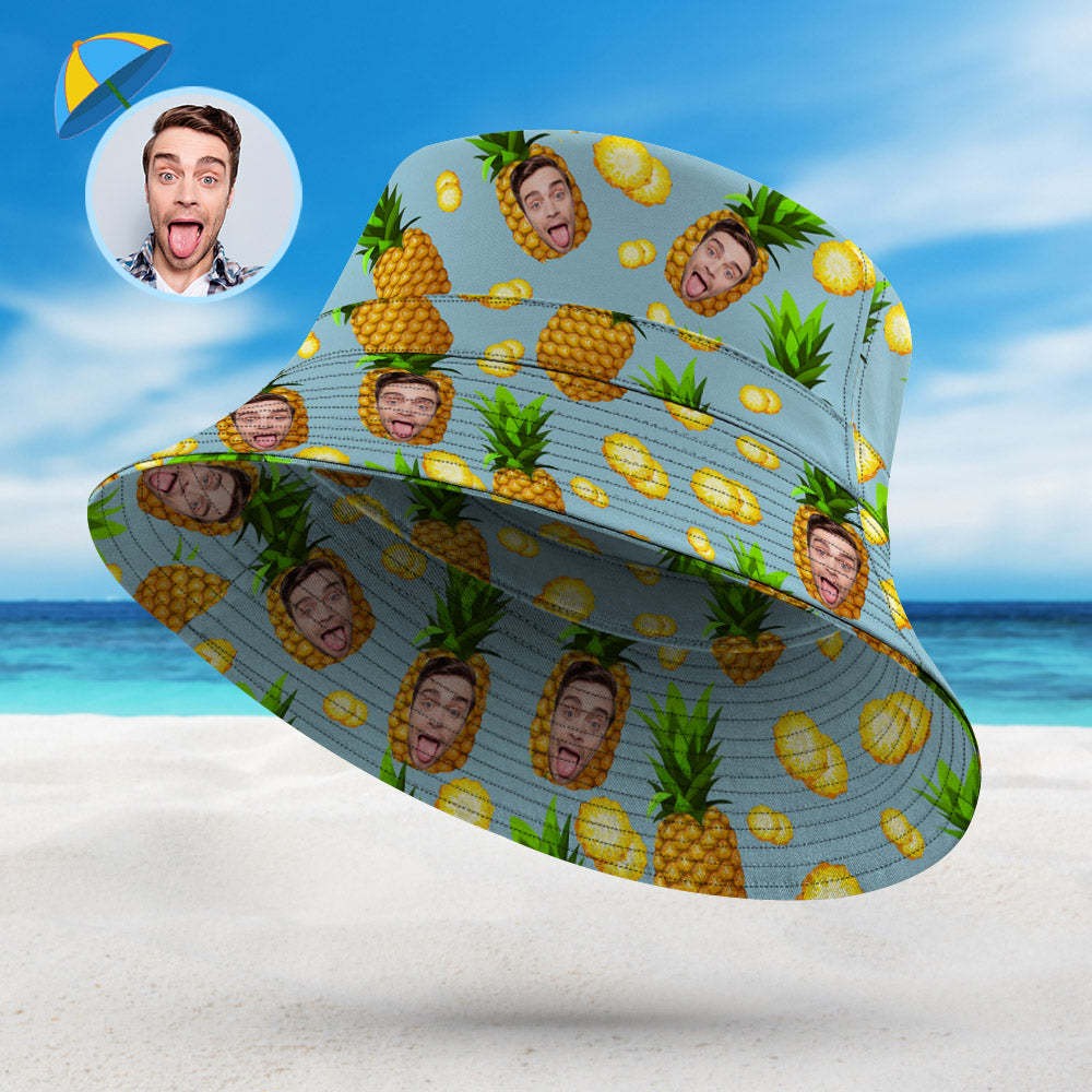 Custom Hawaiian Style Bucket Hat Double-Side-Wear Reversible Funny Pineapple Printing Cap - SantaSocks
