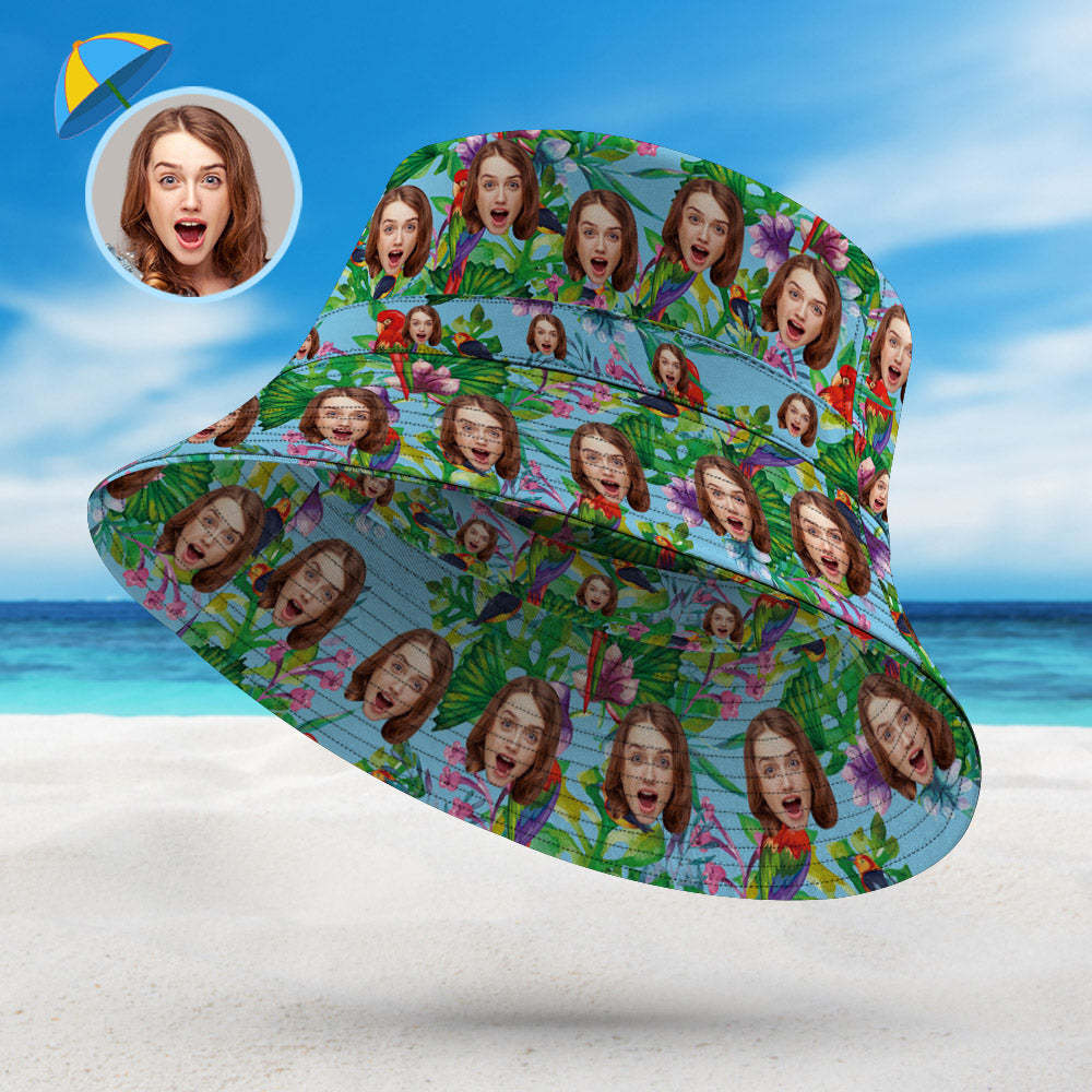 Personalized Bucket Hat Double-Side-Wear Reversible Funny Hawaiian Style Fisherman Hat - SantaSocks