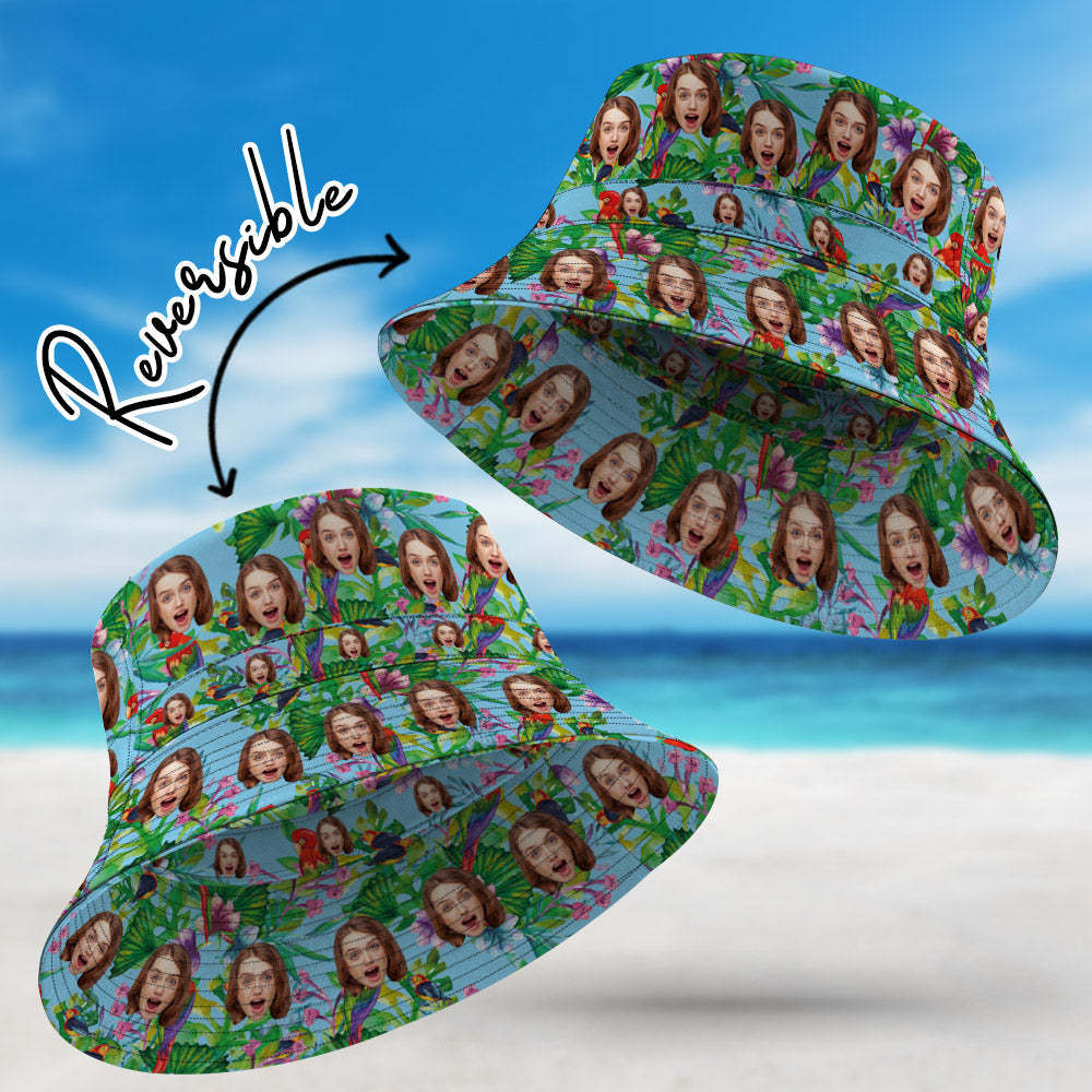 Personalized Bucket Hat Double-Side-Wear Reversible Funny Hawaiian Style Fisherman Hat - SantaSocks