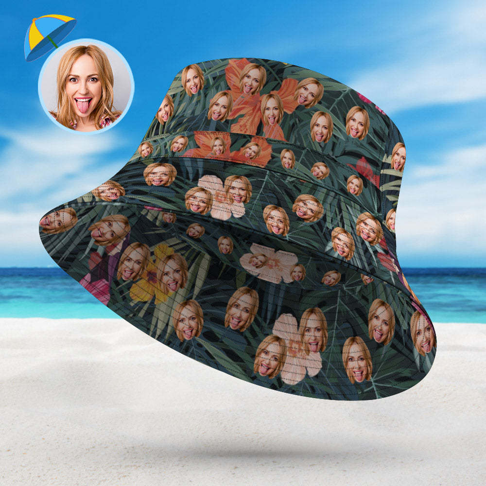 Personalized Hawaiian Style Bucket Hat Double-Side-Wear Reversible Outdoors Sun Cap - SantaSocks