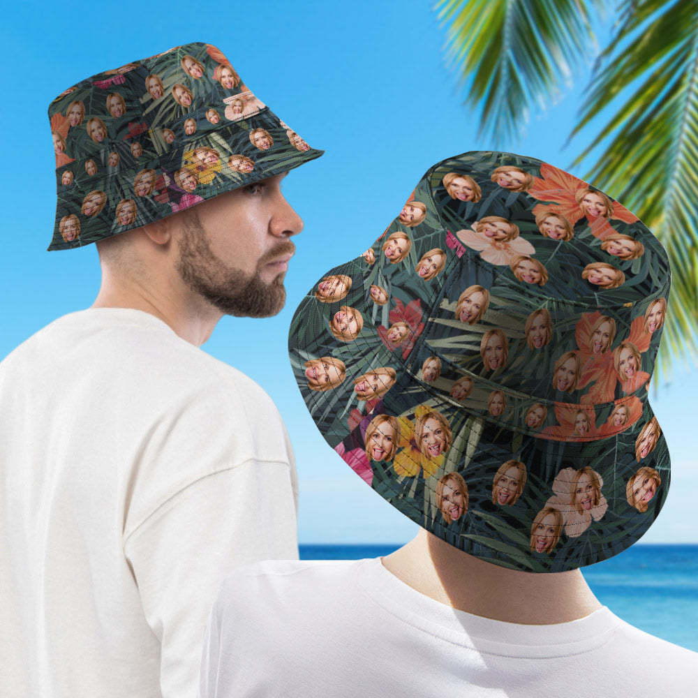 Personalized Hawaiian Style Bucket Hat Double-Side-Wear Reversible Outdoors Sun Cap - SantaSocks