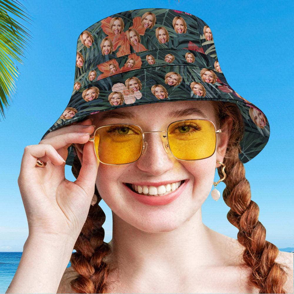 Personalized Hawaiian Style Bucket Hat Double-Side-Wear Reversible Outdoors Sun Cap - SantaSocks