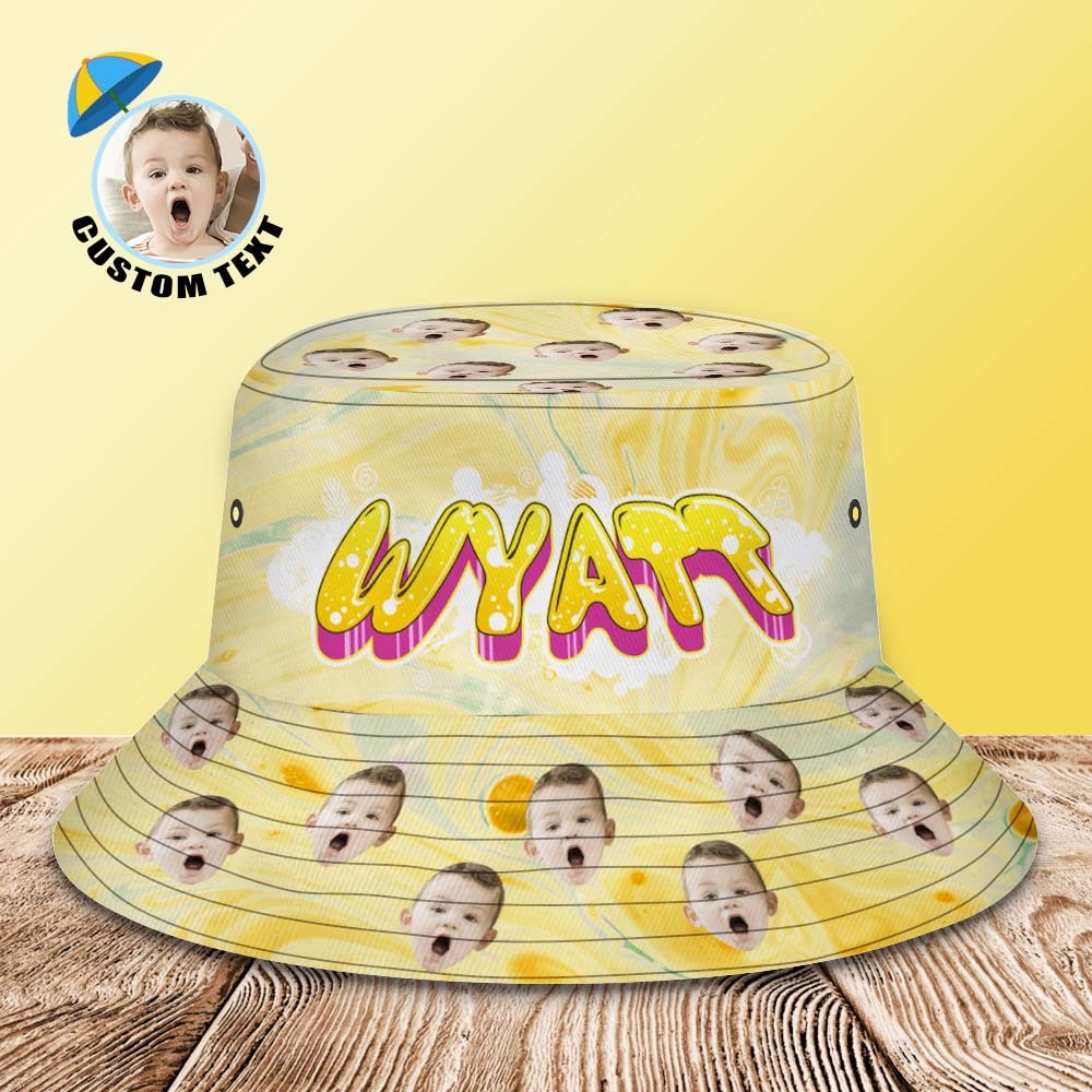 Custom Bucket Hat Unisex Face Bucket Hat Personalized Wide Brim Outdoor Summer Cap Hiking Beach Sports Hats- SantaSocks