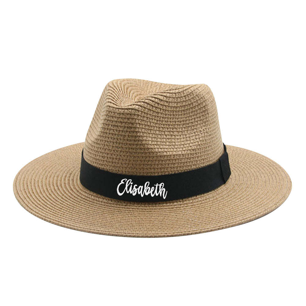 Personalized Straw Fedora Hat Custom Beach Hat Gift for Bridesmaid Friends Family Bachelorette Party - SantaSocks