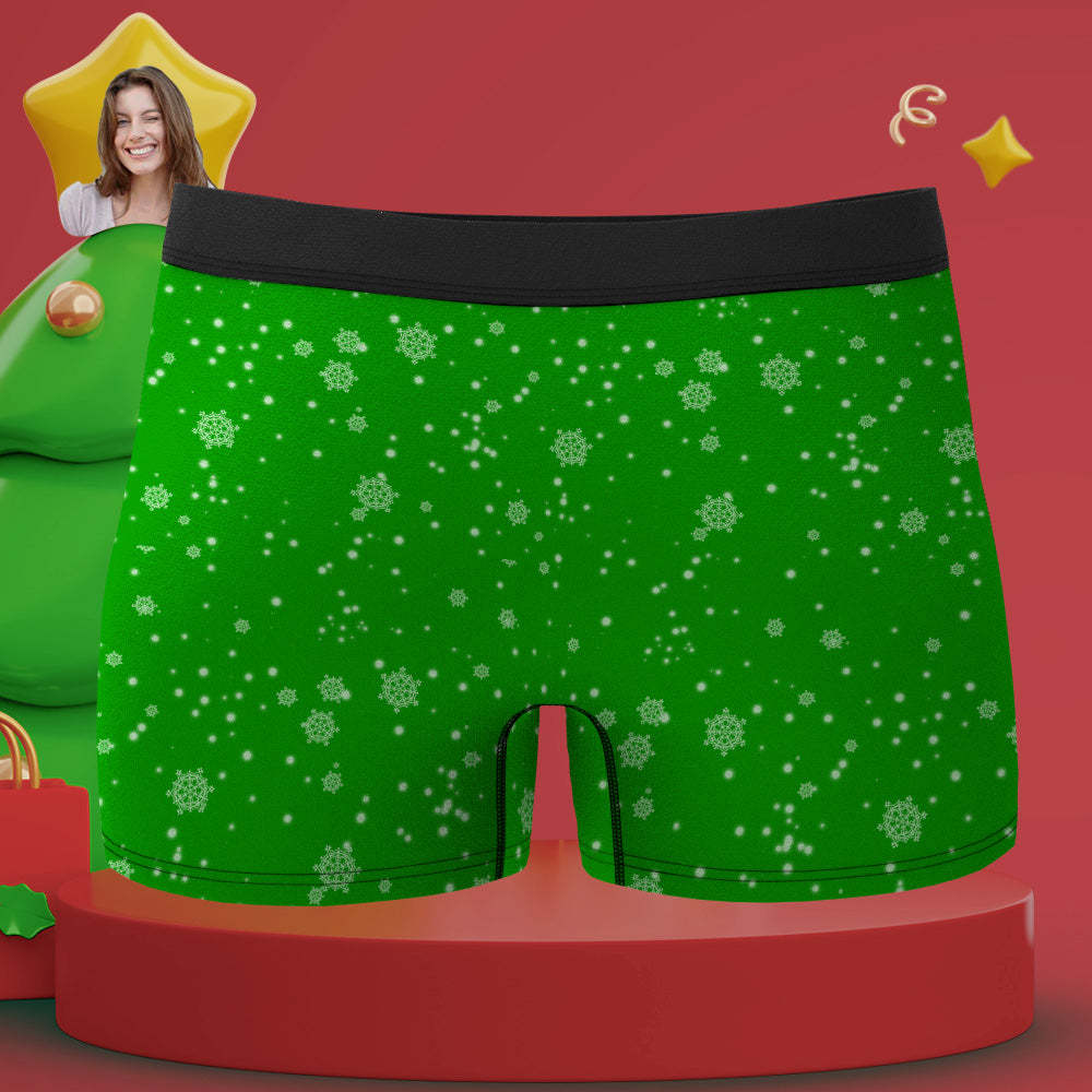 Custom Face Boxers Briefs Personalized Mens Underwear Funny Briefs Christmas Snowman and Elk