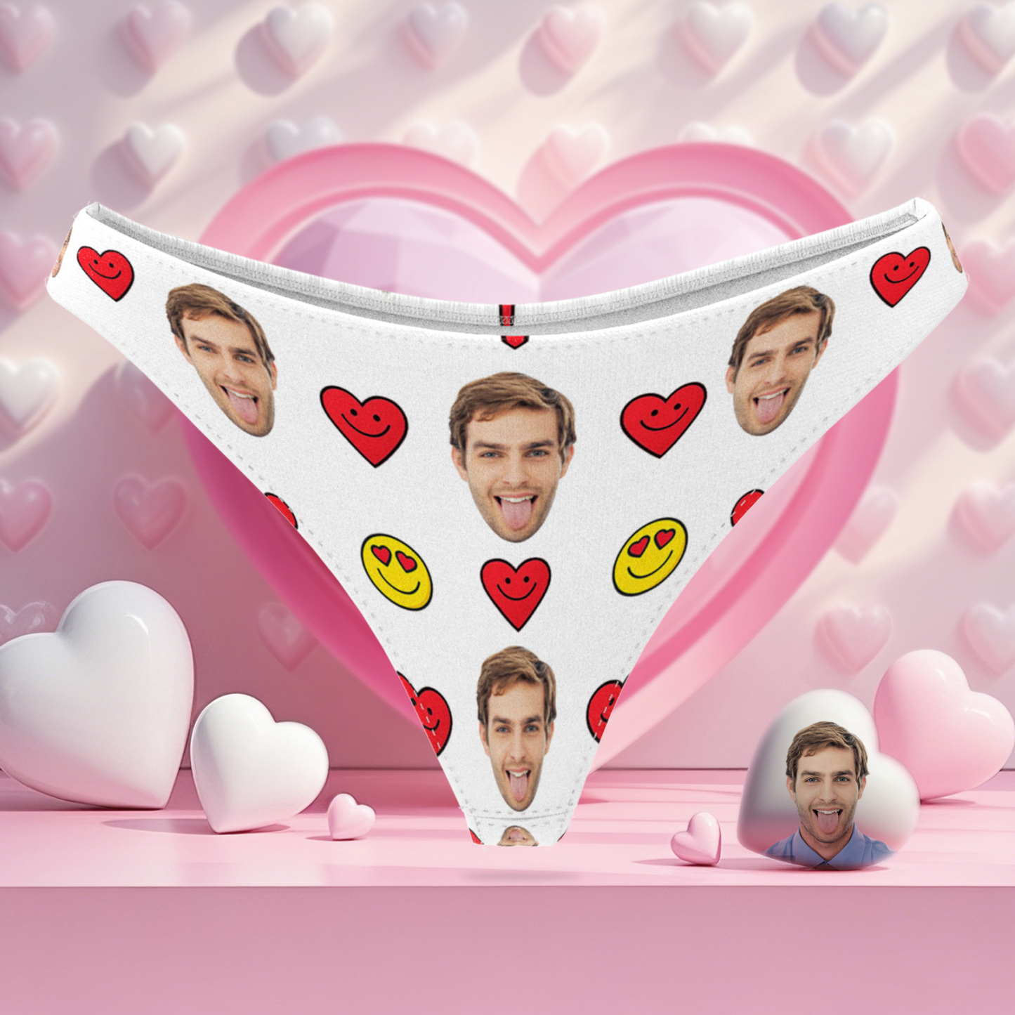 Valentine's Gift Custom Face Thong Lips Heart Custom Thong Gift for Her - SantaSocks