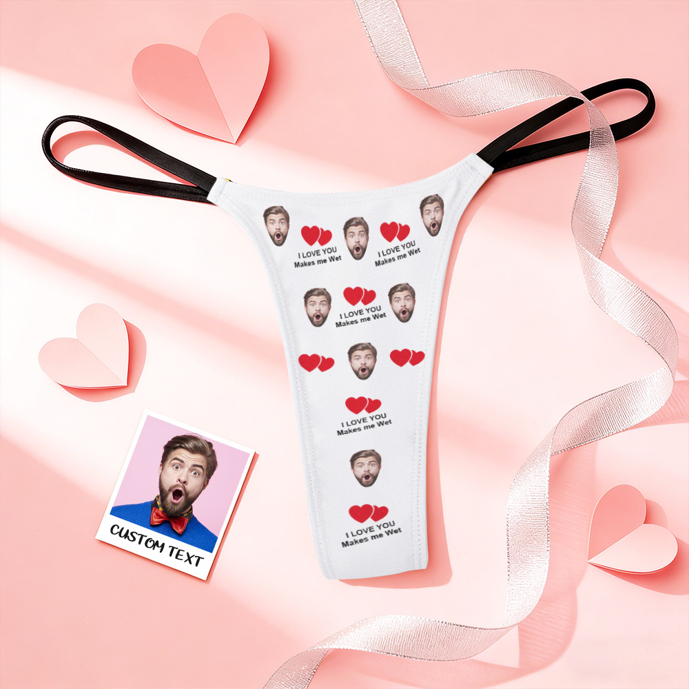 Custom Thongs Face Photo Panties Funny Underwear Briefs Kiss Me Love Thong Valentine's Gift - SantaSocks