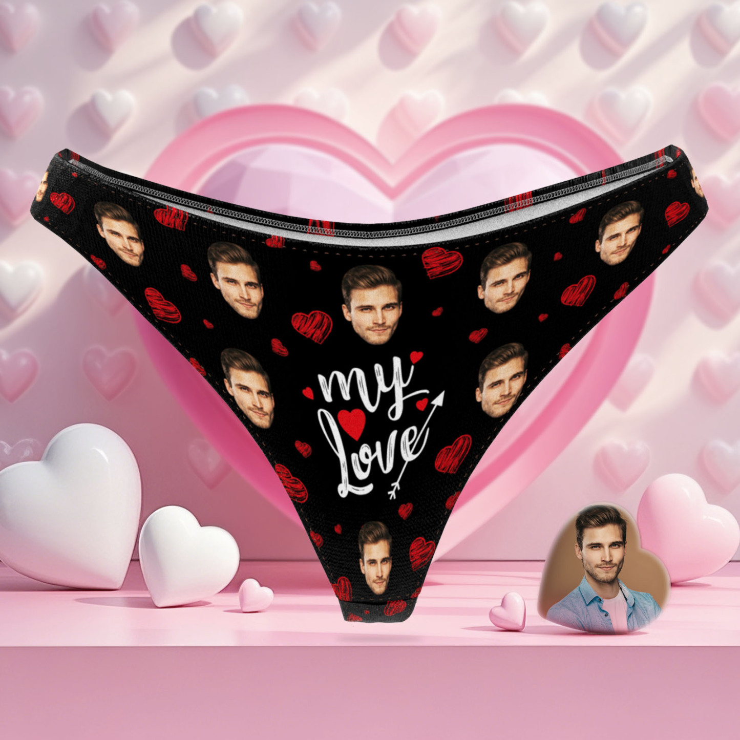Personalize Face Thong My Love Custom Thong Gift for Her Valentine's Gift - SantaSocks
