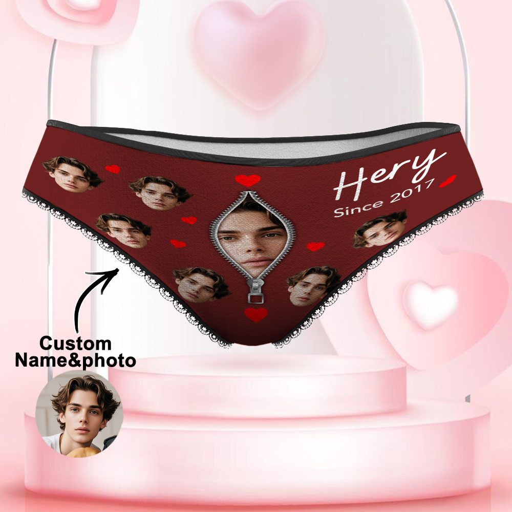 Custom Face Underwear Personalized Funny Panties Valentine's Day Gifts For Women - SantaSocks