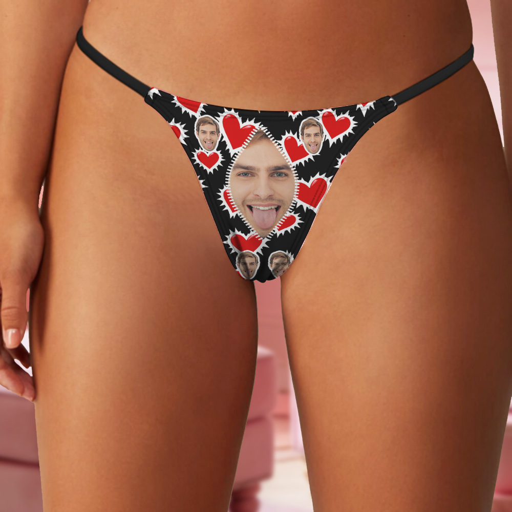 Custom Thongs Face Photo Panties Kiss Heart Underwear Briefs Valentine Gifts For Her