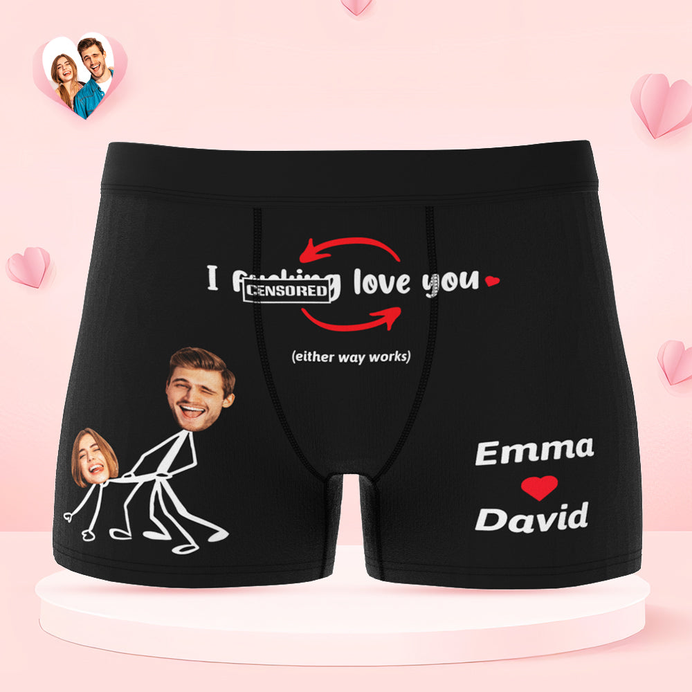 Custom Face Boxer Briefs Personalized Underwear I Love You Valentine's Day Gifts for Him