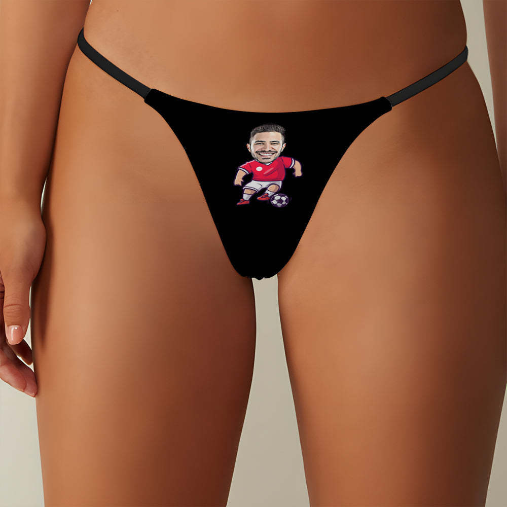 Custom Face Women's Tanga Soccer Player Women's Thong - SantaSocks