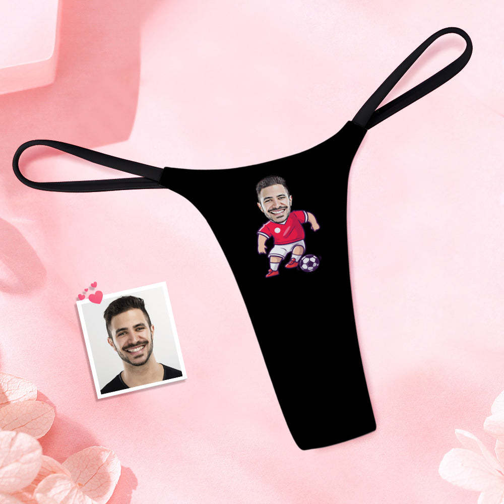 Custom Face Women's Tanga Soccer Player Women's Thong - SantaSocks