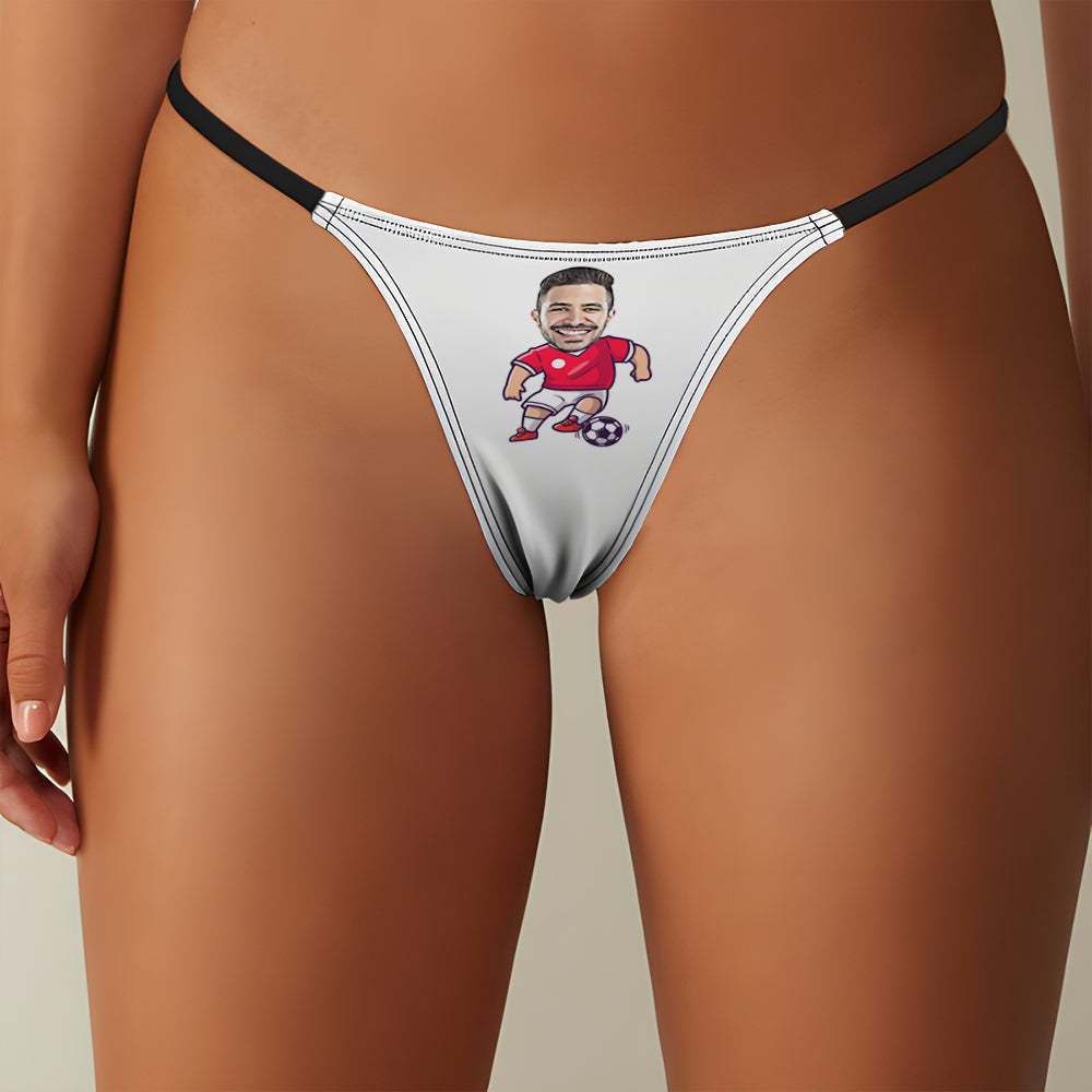 Custom Face Women's Tanga Soccer Player Women's Thong - SantaSocks