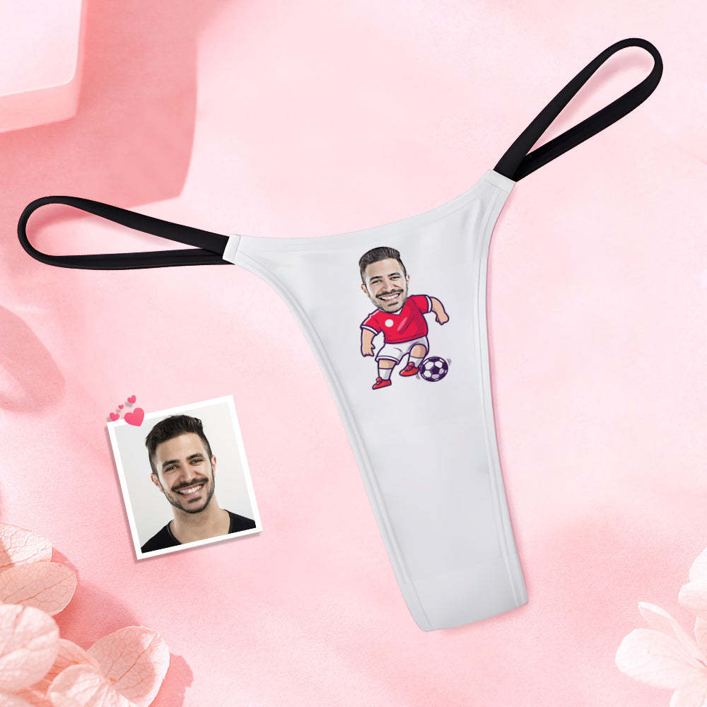 Custom Face Women's Tanga Soccer Player Women's Thong - SantaSocks