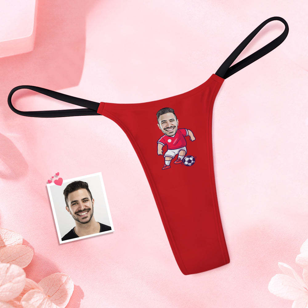 Custom Face Women's Tanga Soccer Player Women's Thong - SantaSocks