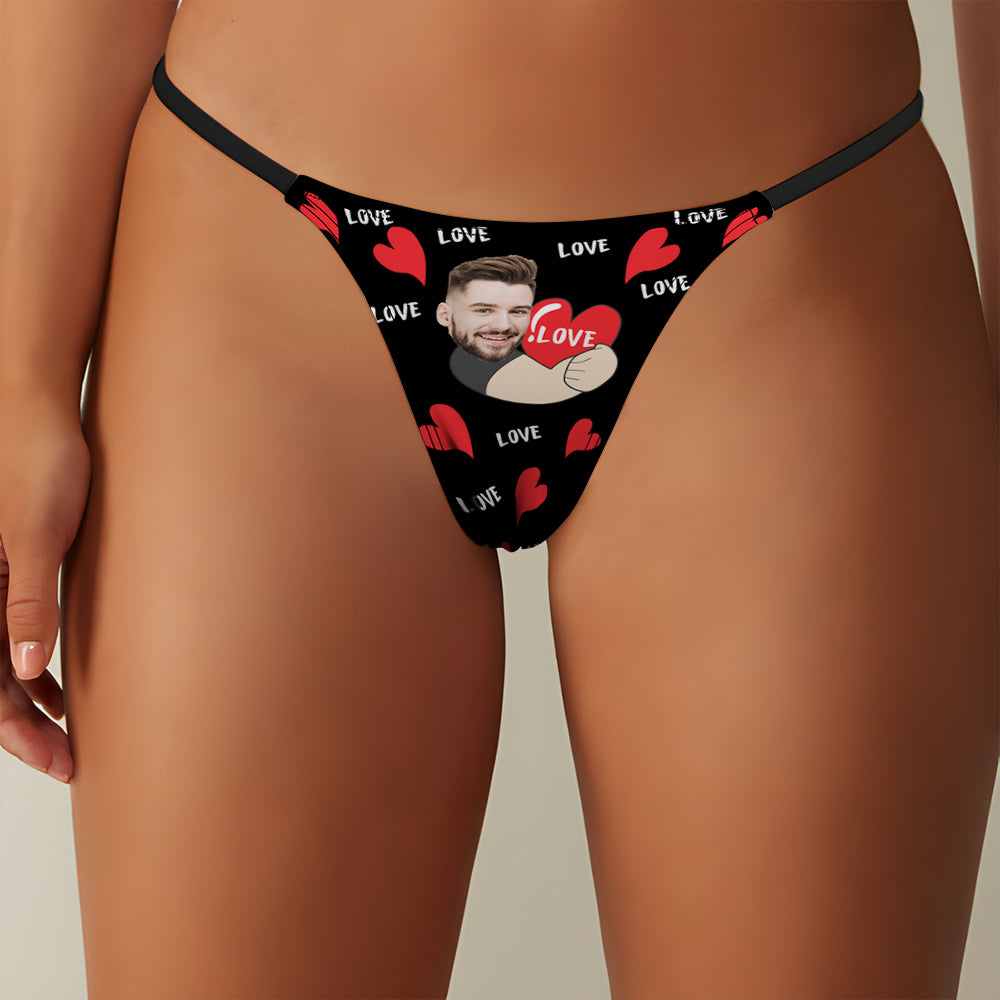 Custom Face Women's Tanga Love Heart Women's Thong