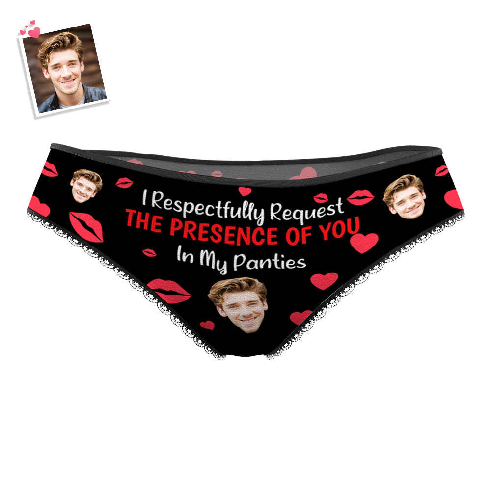 Custom Face Women's Panties I Respectfully Request The Presence Of You In My Panties Funny Gifts - SantaSocks