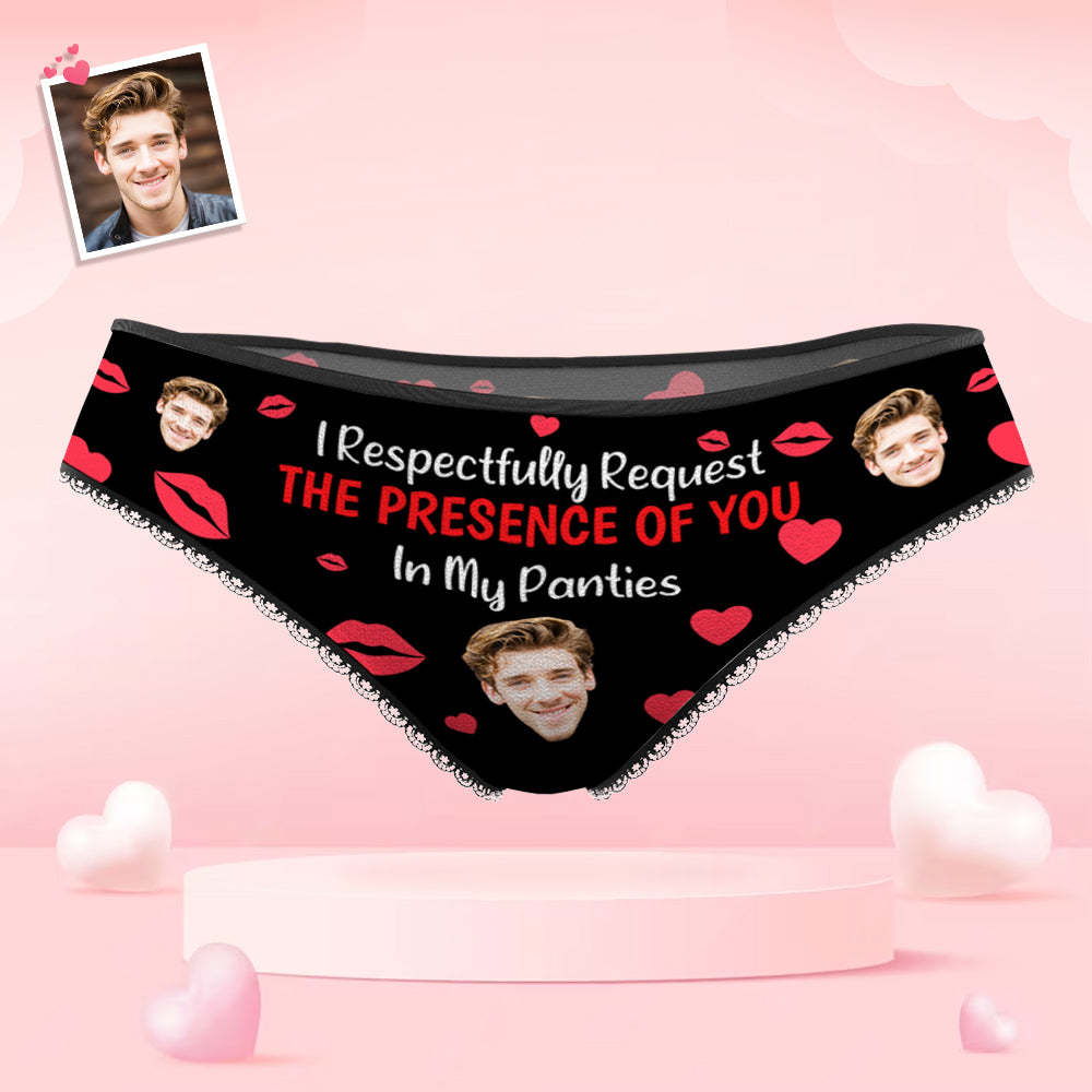 Custom Face Women's Panties I Respectfully Request The Presence Of You In My Panties Funny Gifts - SantaSocks