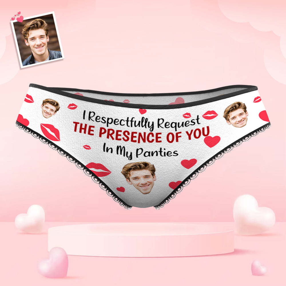 Custom Face Women's Panties I Respectfully Request The Presence Of You In My Panties Funny Gifts - SantaSocks