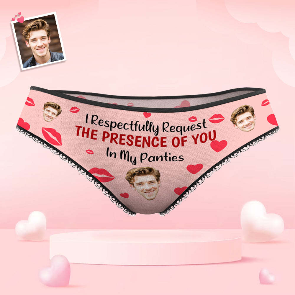 Custom Face Women's Panties I Respectfully Request The Presence Of You In My Panties Funny Gifts - SantaSocks