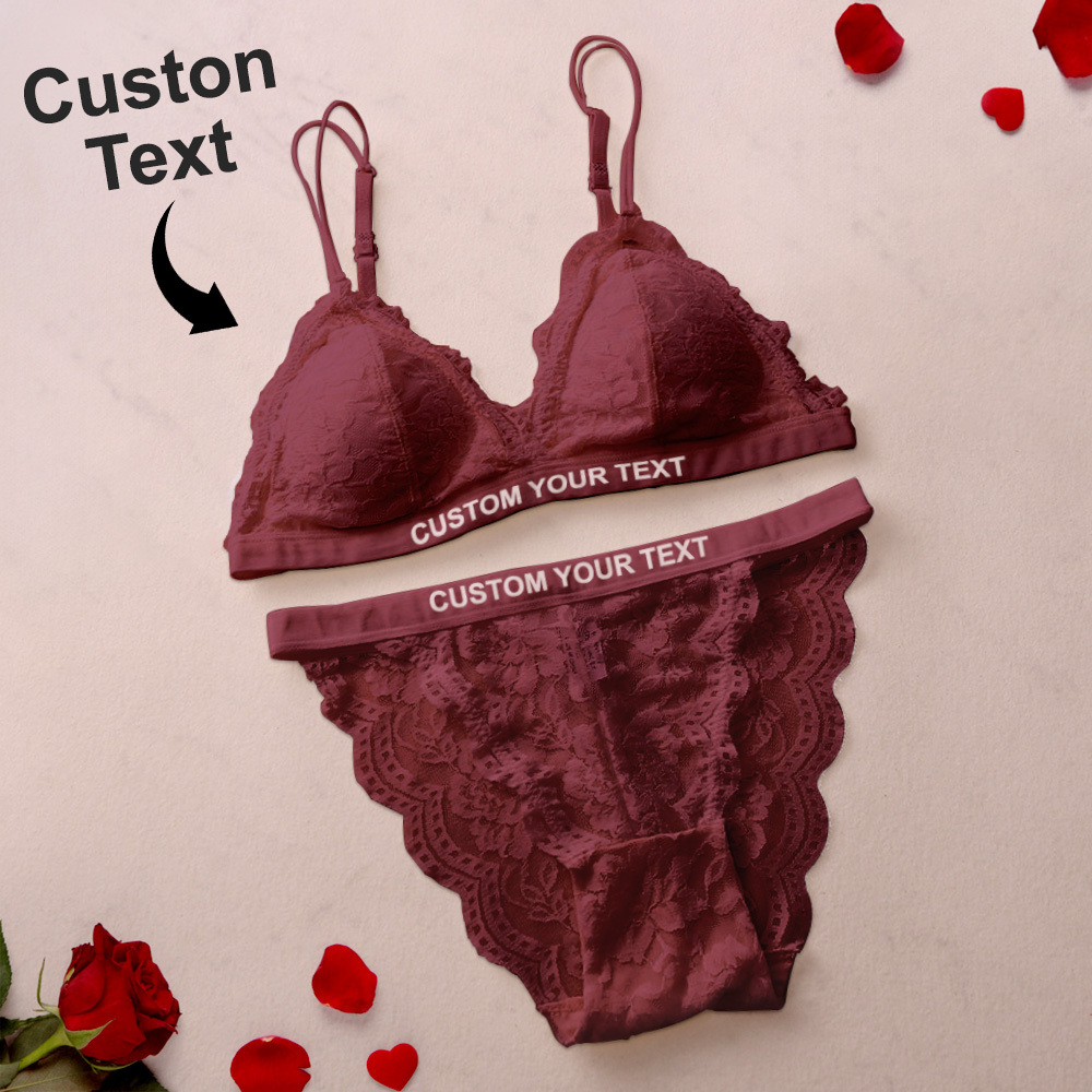 Custom Lace Lingerie Set Triangle Cup Bra set Sexy French Bra Set Valentine Gift For Her