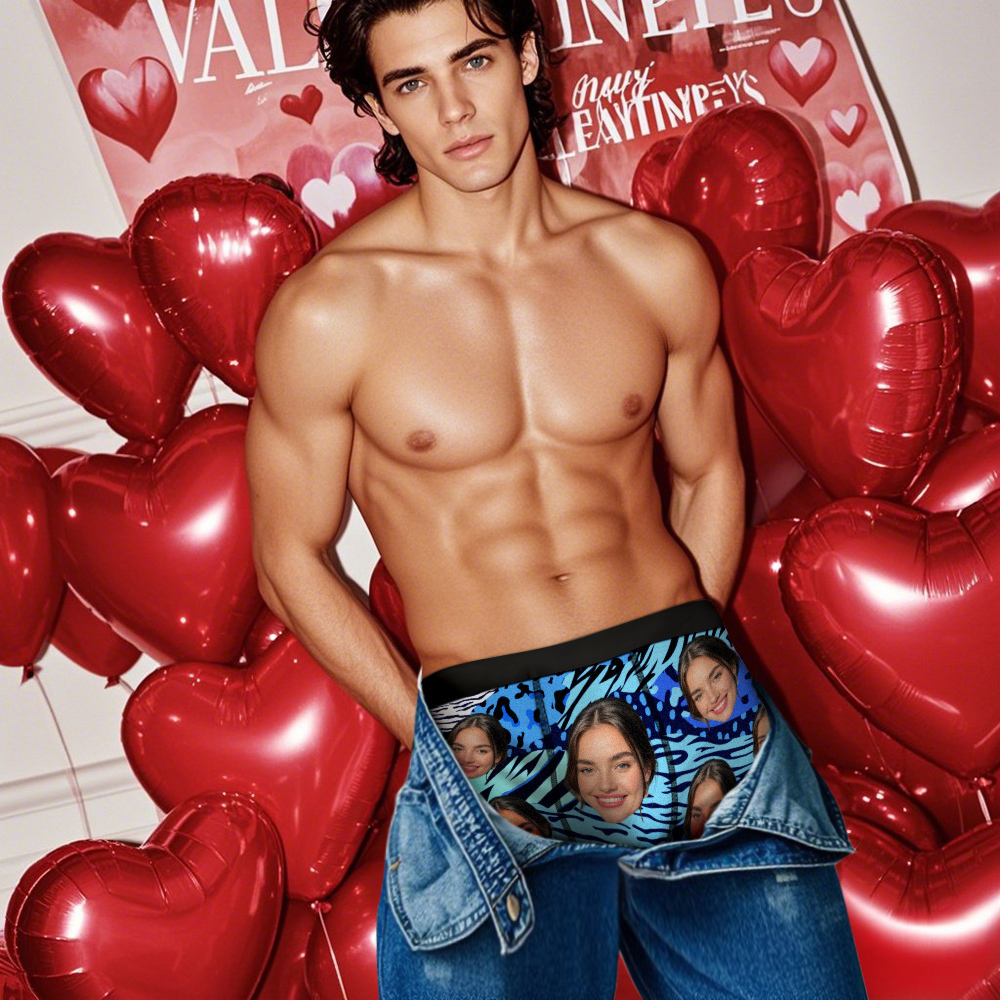 Custom Face Boxer Shorts Men's Face Mixed Patterns Underwear Valentine's Day Gifts Green - SantaSocks