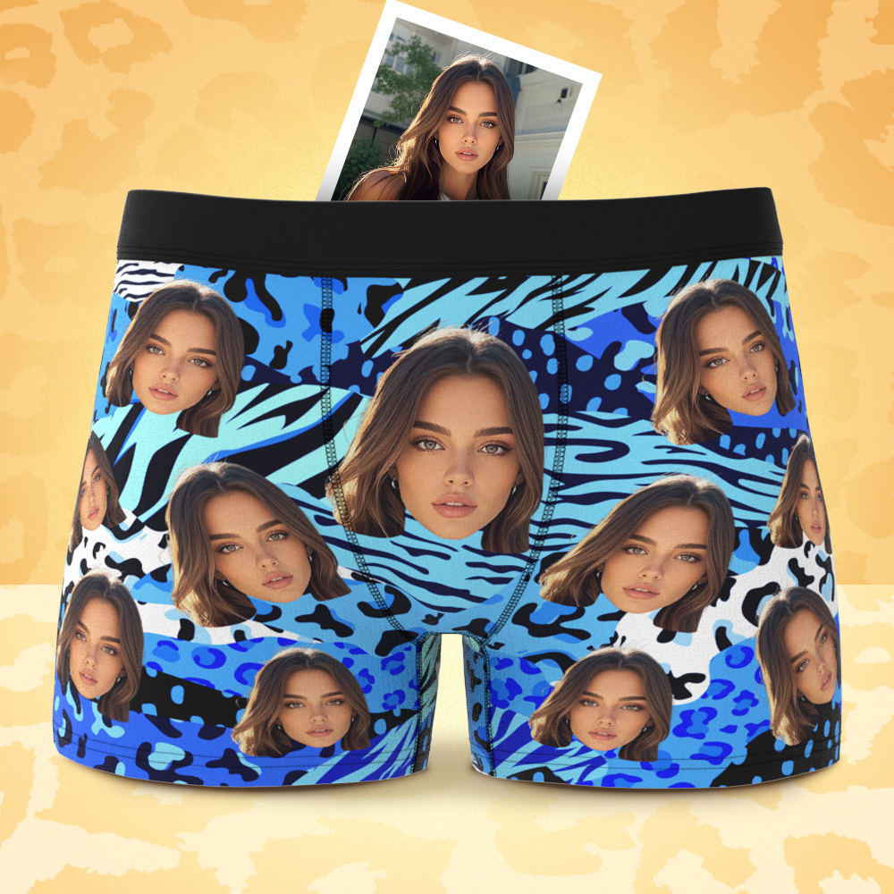 Custom Face Boxer Shorts Men's Face Mixed Patterns Underwear Valentine's Day Gifts Green - SantaSocks