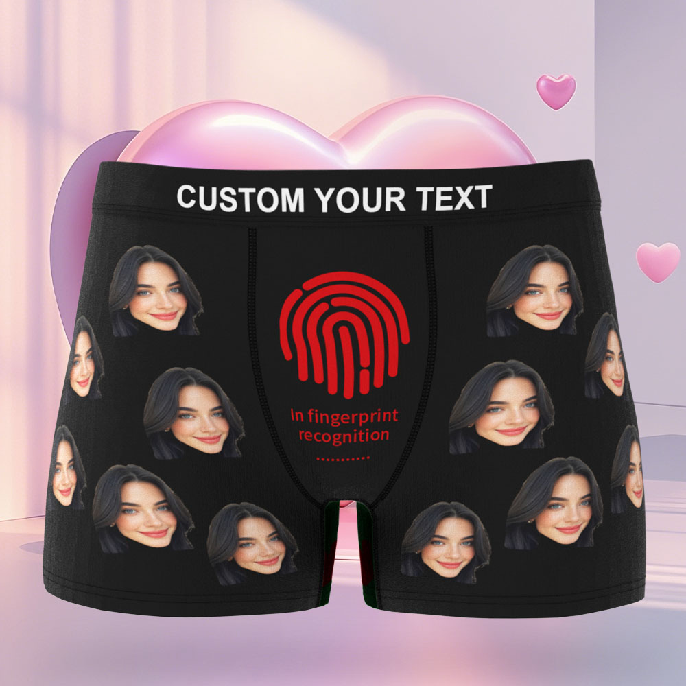 Custom Face Men's Boxer In Fingerprint Recognition Underwear Gifts for Husband Boxer
