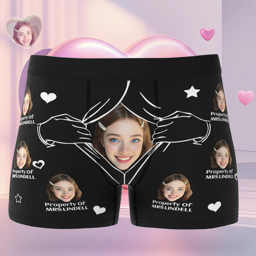 Custom Face Men's Boxer Underwear Personalized  Photo Funny Property Of Men's Boxer Briefs