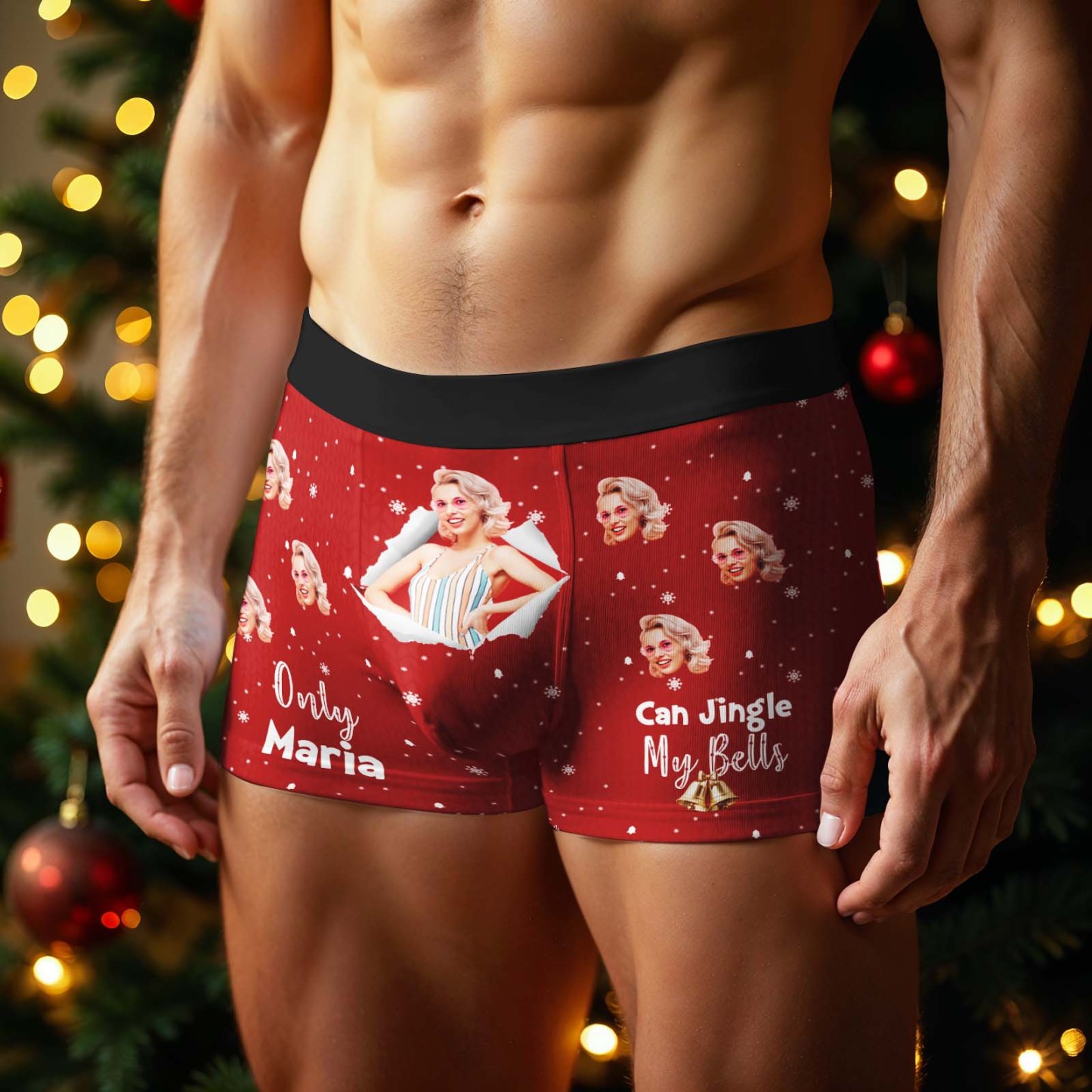 Personalized Face Boxer Men Underwear Christmas Gift Only Can Jingle My Bells Bananas Personalized Photo Funny Men Boxer Gift - SantaSocks