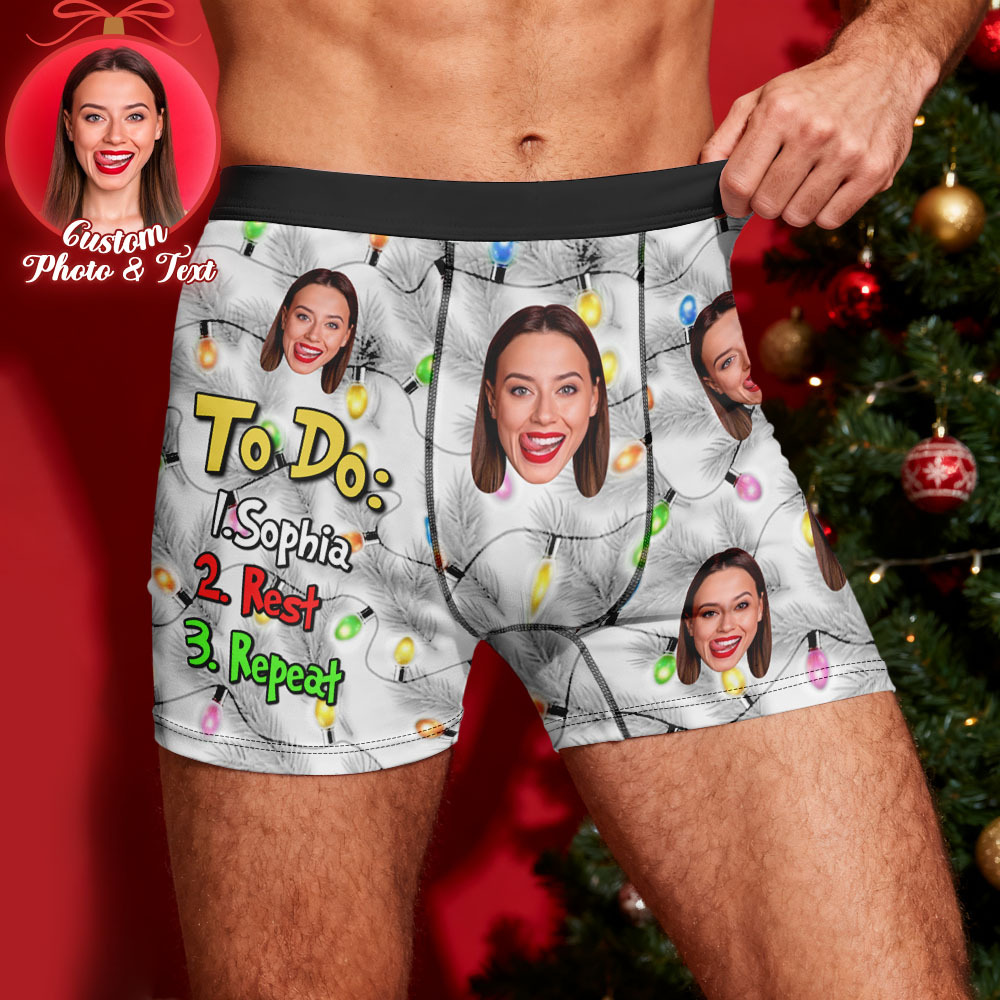 Custom Face Men's Boxer Underwear To Do List Funny Boxer Gift Personalized Photo Name Men's Boxer Briefs Christmas Gift