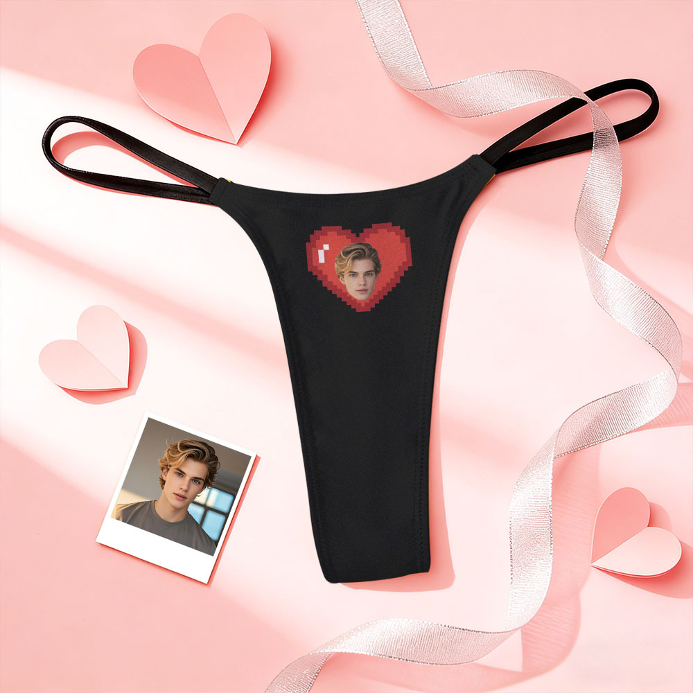 Custom Thongs Face Heart  Photo Panties Funny Underwear Briefs Valentine Gift For Her