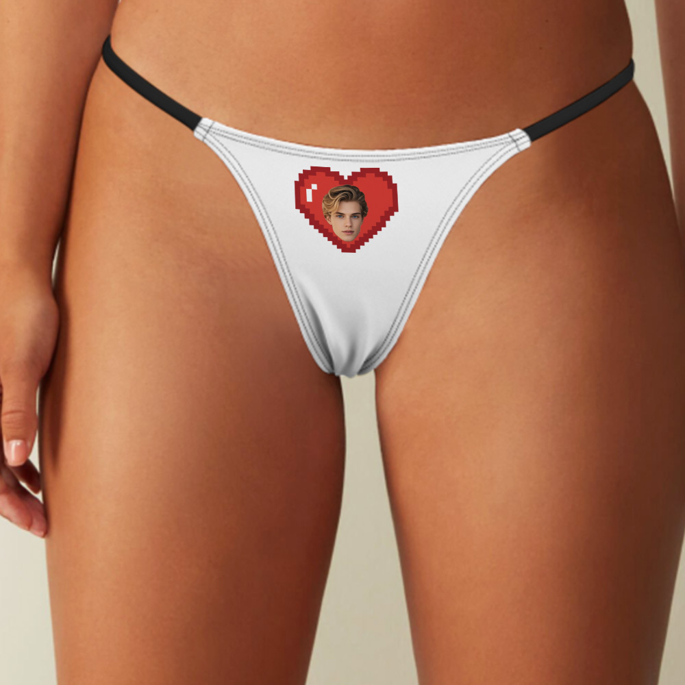 Custom Thongs Face Heart  Photo Panties Funny Underwear Briefs Valentine Gift For Her