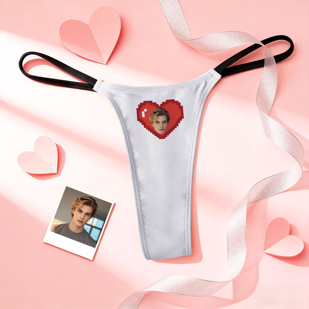 Custom Thongs Face Heart  Photo Panties Funny Underwear Briefs Valentine Gift For Her