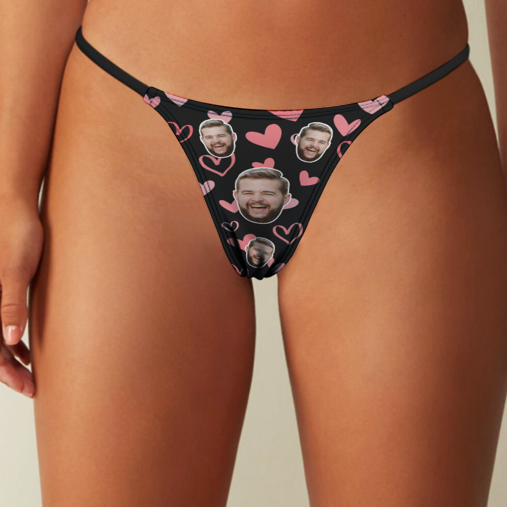 Personalized Thongs Face Panties Funny Underwear Briefs Heart Thong Valentine Gift - SantaSocks