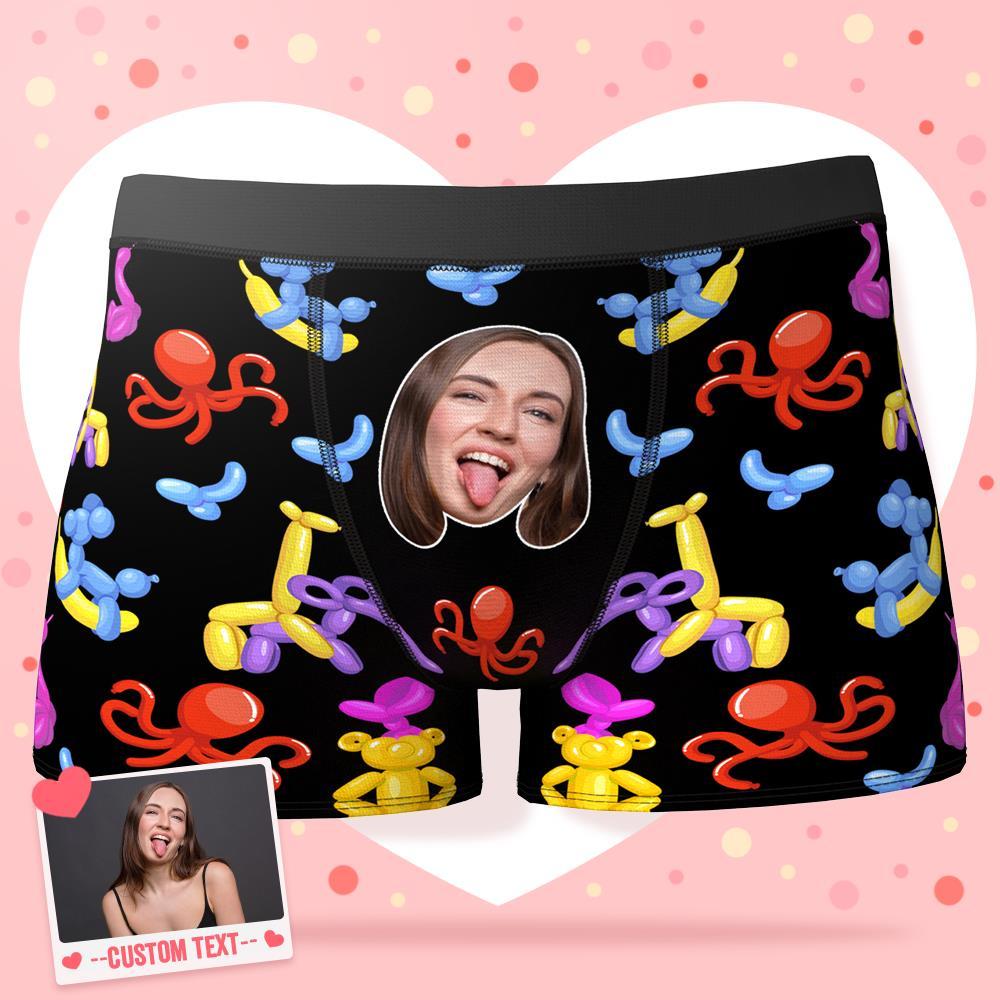 Custom Face Boxer Personalize XOXO Underwear Valentine's Gifts for Him - Balloon