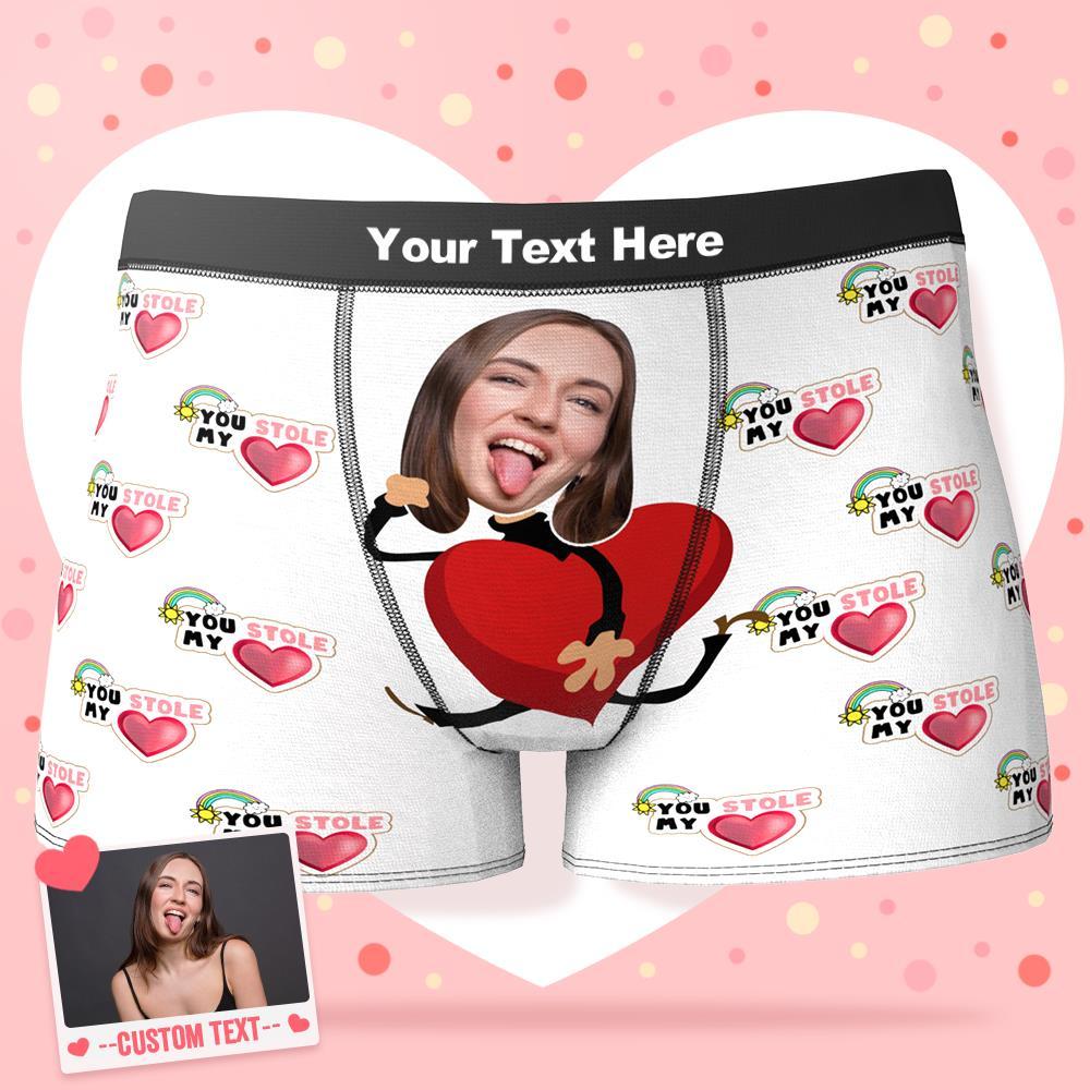 Custom Face Boxer Shorts Personalized Photo Boxer Shorts Valentine's Day Gifts - You Stole My Heart
