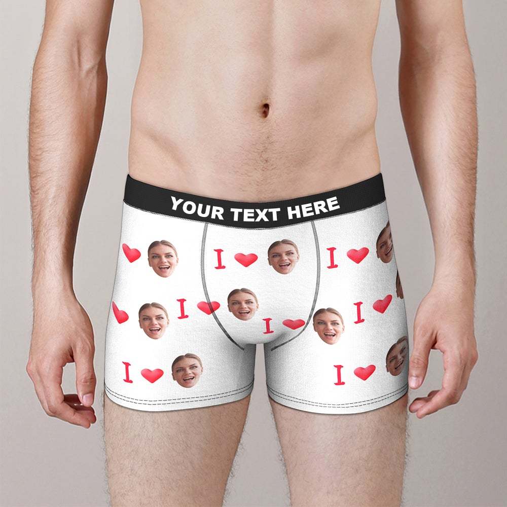 Custom I Love Your Face Boxer Briefs Valentine's Day Gift for Him