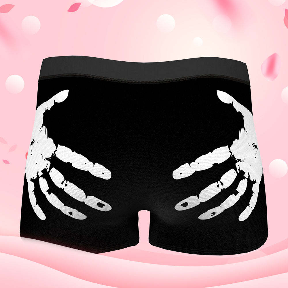 Custom Face Boxer Shorts Personalized Underwear for Boyfriend - Hand Print
