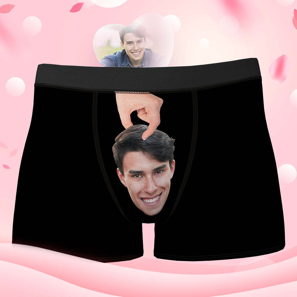 Custom Face Boxer Shorts Personalized Underwear for Boyfriend - Hand Print