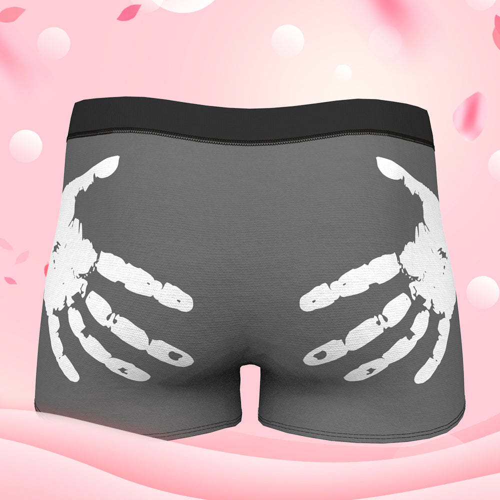 Custom Face Boxer Shorts Personalized Underwear for Boyfriend - Hand Print