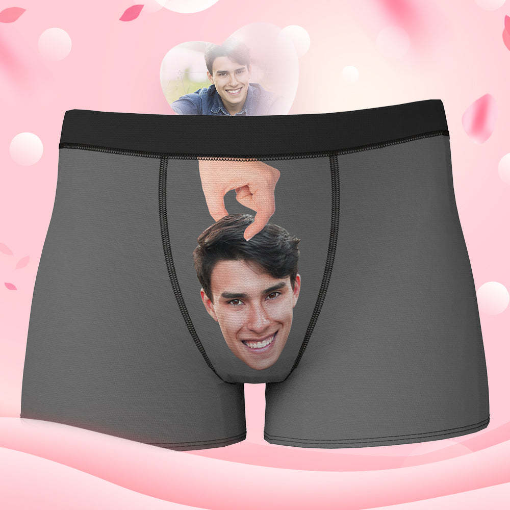 Custom Face Boxer Shorts Personalized Underwear for Boyfriend - Hand Print