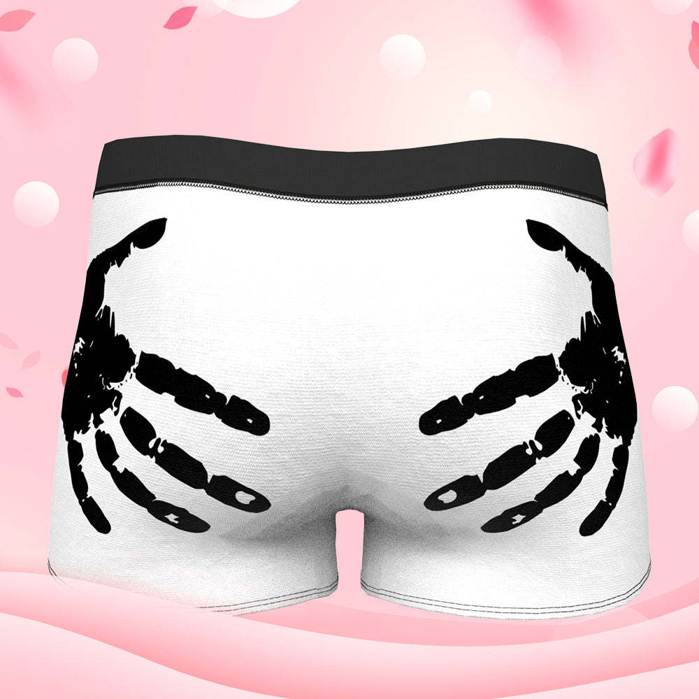 Custom Face Boxer Shorts Personalized Underwear for Boyfriend - Hand Print