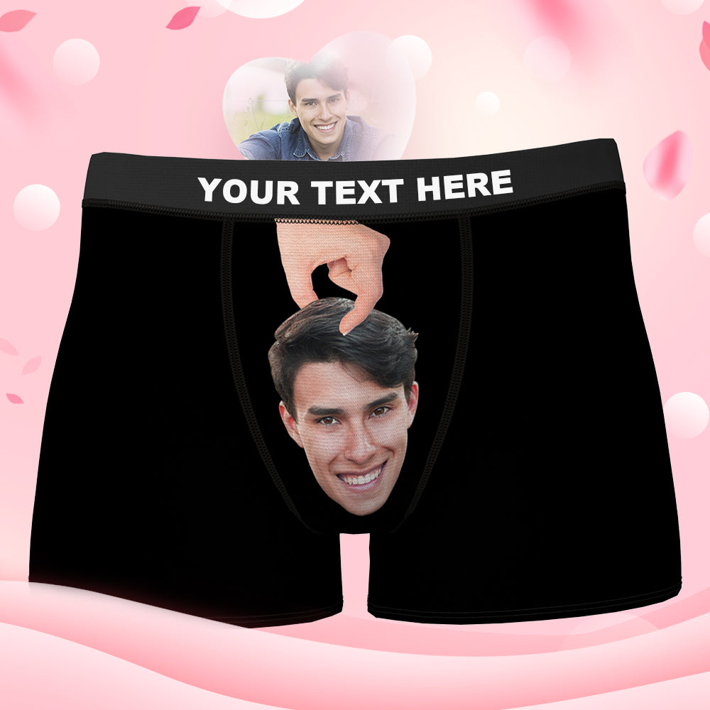 Custom Face Boxer Shorts Personalized Underwear for Boyfriend - Hand Print