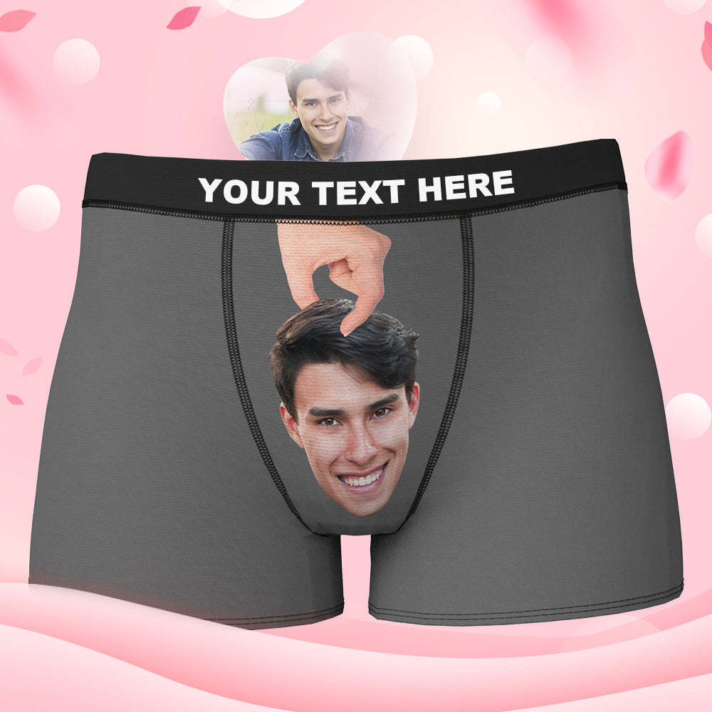 Custom Face Boxer Shorts Personalized Underwear for Boyfriend - Hand Print