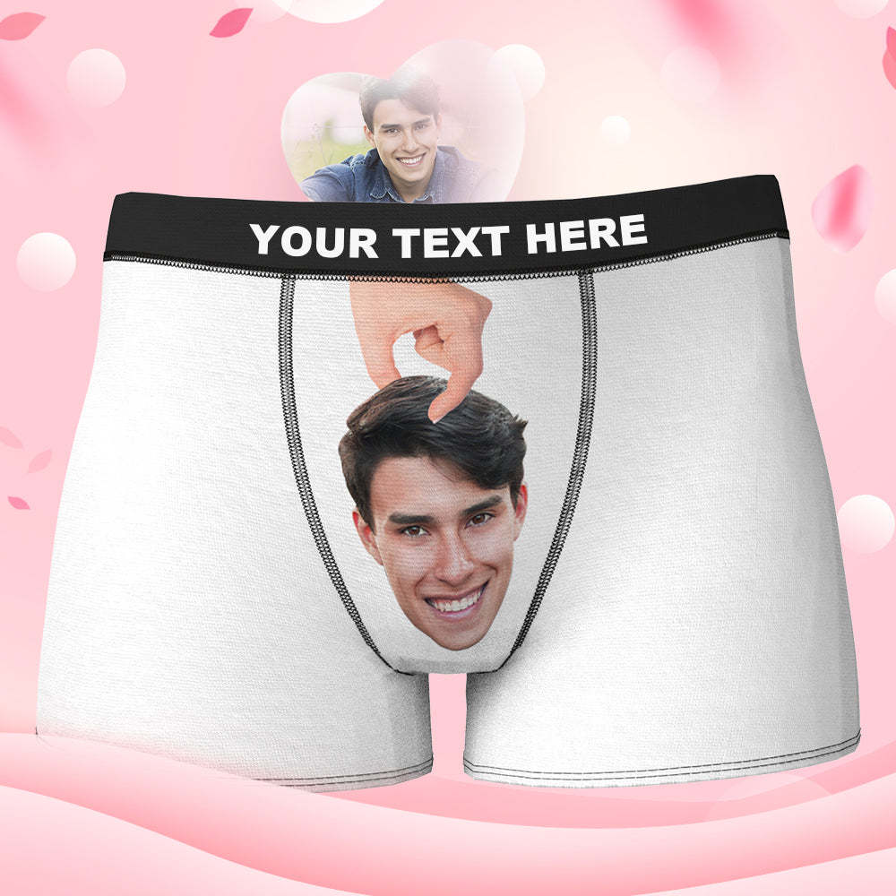 Custom Face Boxer Shorts Personalized Underwear for Boyfriend - Hand Print