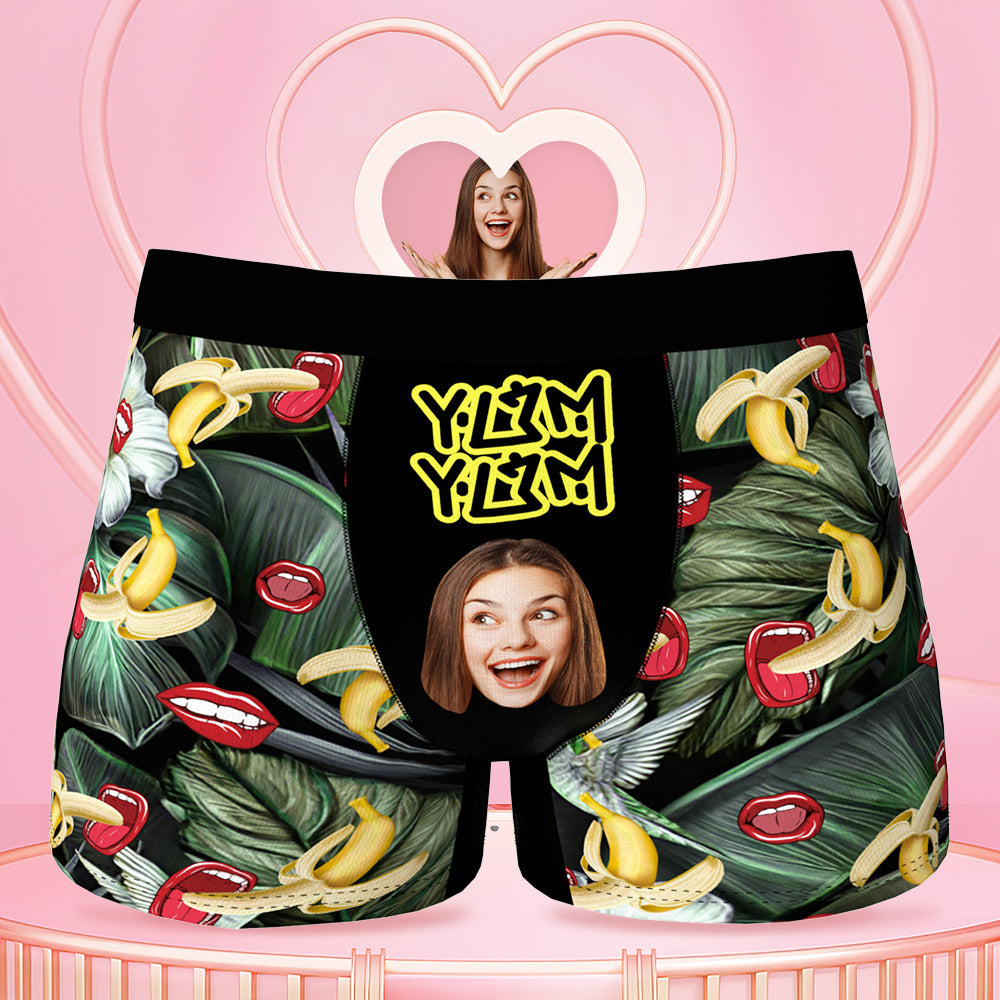 Custom Face Boxer Briefs Personalized Face Underwear Mash Face - Banana